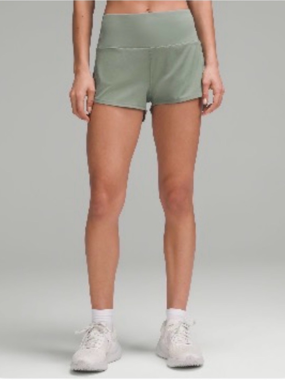 Lululemon Speed Up High-Rise Lined Shorts 2.5” – Grey Eucalyptus – Size 14